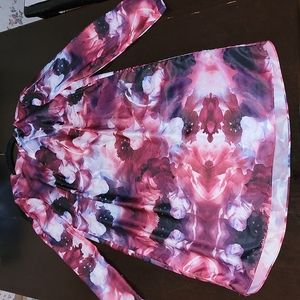 Cold Shoulder Scoop Neck Lined Floral Lilac Midi Dress Size 10